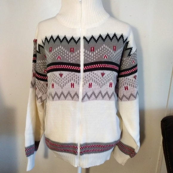 Blair Vintage High Neck Zip Up Sweater Women's Size L - Picture 1 of 9
